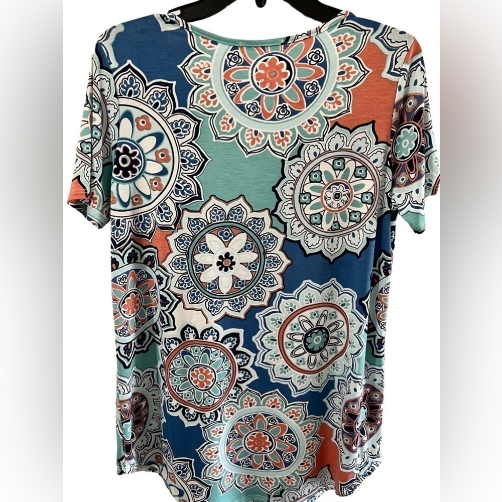 NWOT, Turquoise Mandala Crisscross Front Top - Picture 2 of 2